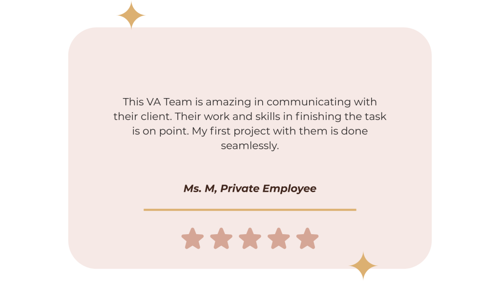 Happy client review of The Milk & Honey executive virtual assistant